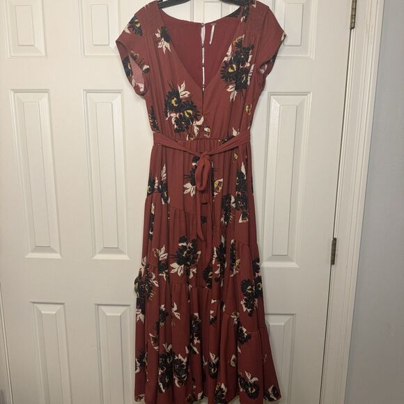 Free People Bohemian Burgundy Maxi Dress Women’s Size 10 - Picture 2 of 12